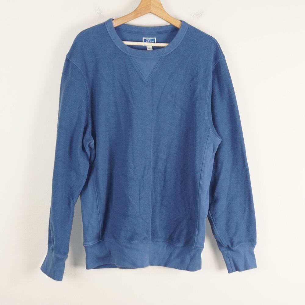 J Crew Reverse French Terry Crew Neck Blue Sweatshirt Mens Sz L